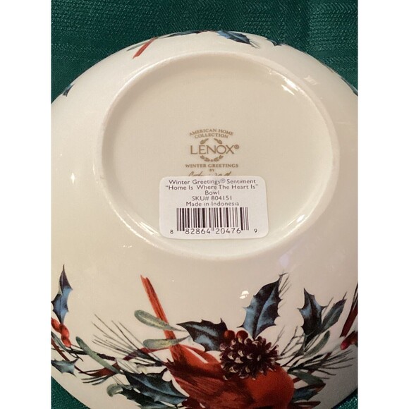 Lenox Winter Greetings 7” Serving Bowl McClung “Home Is Where The Heart Is” - Picture 8 of 13